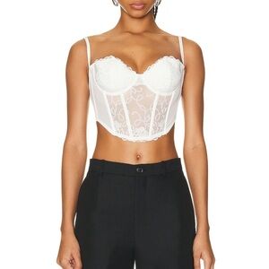 Fleur du Mal White Lace Corset Bra